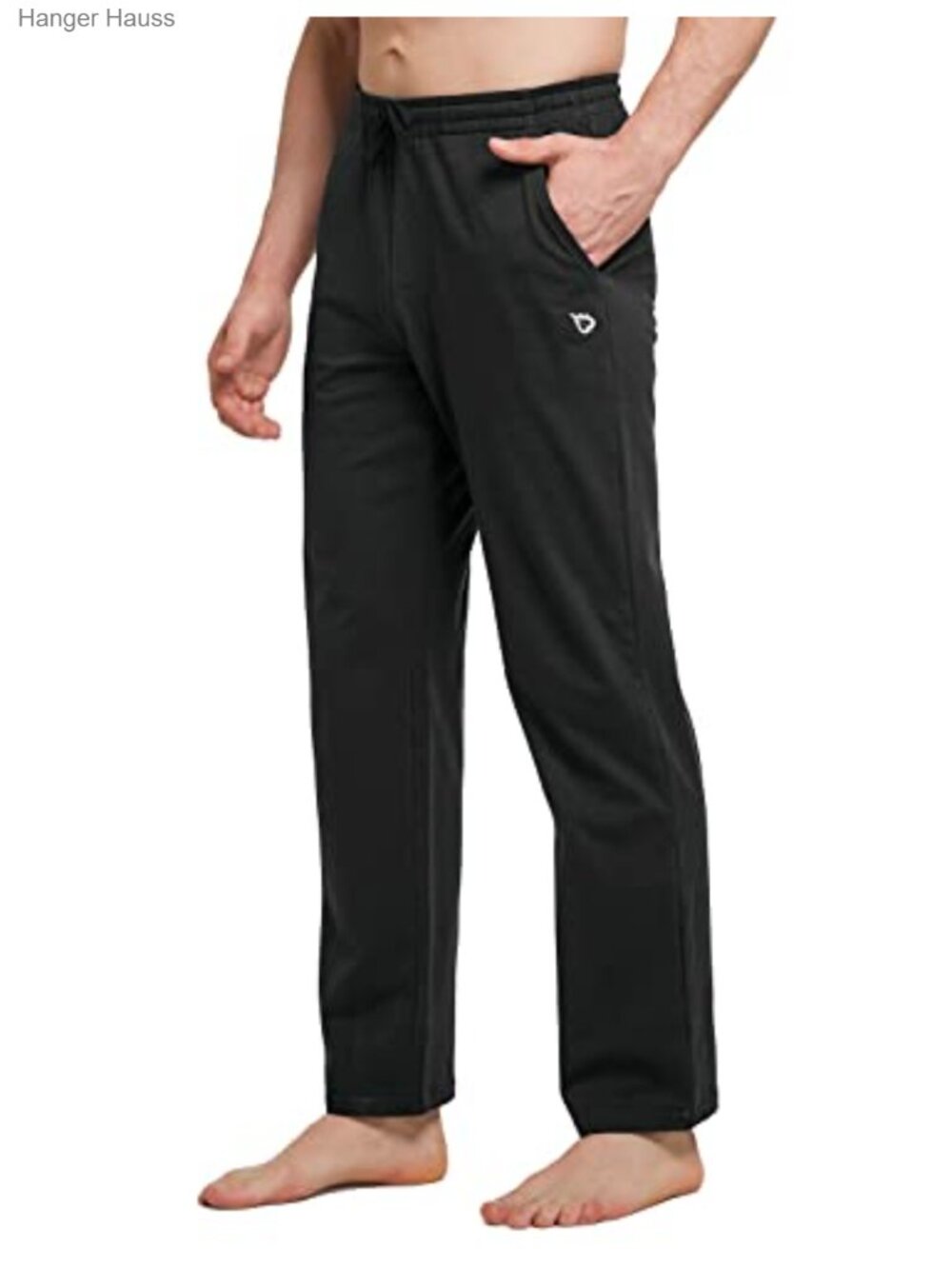 Men's Cotton Blend Sweatpants Open Bottom Lounge Pants Side Pockets